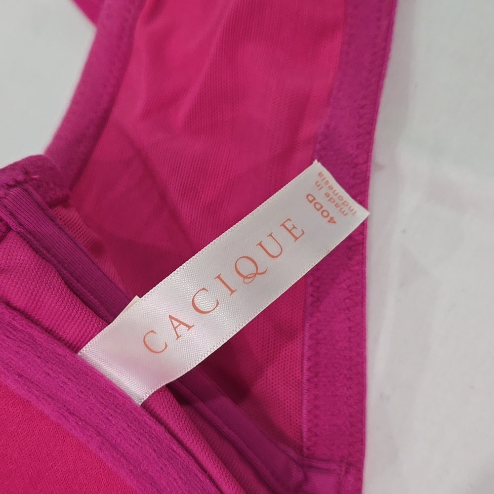 Cacique Magenta And Gray Boost Plunge Front Closure Racerback 40DD - Picture 5 of 6